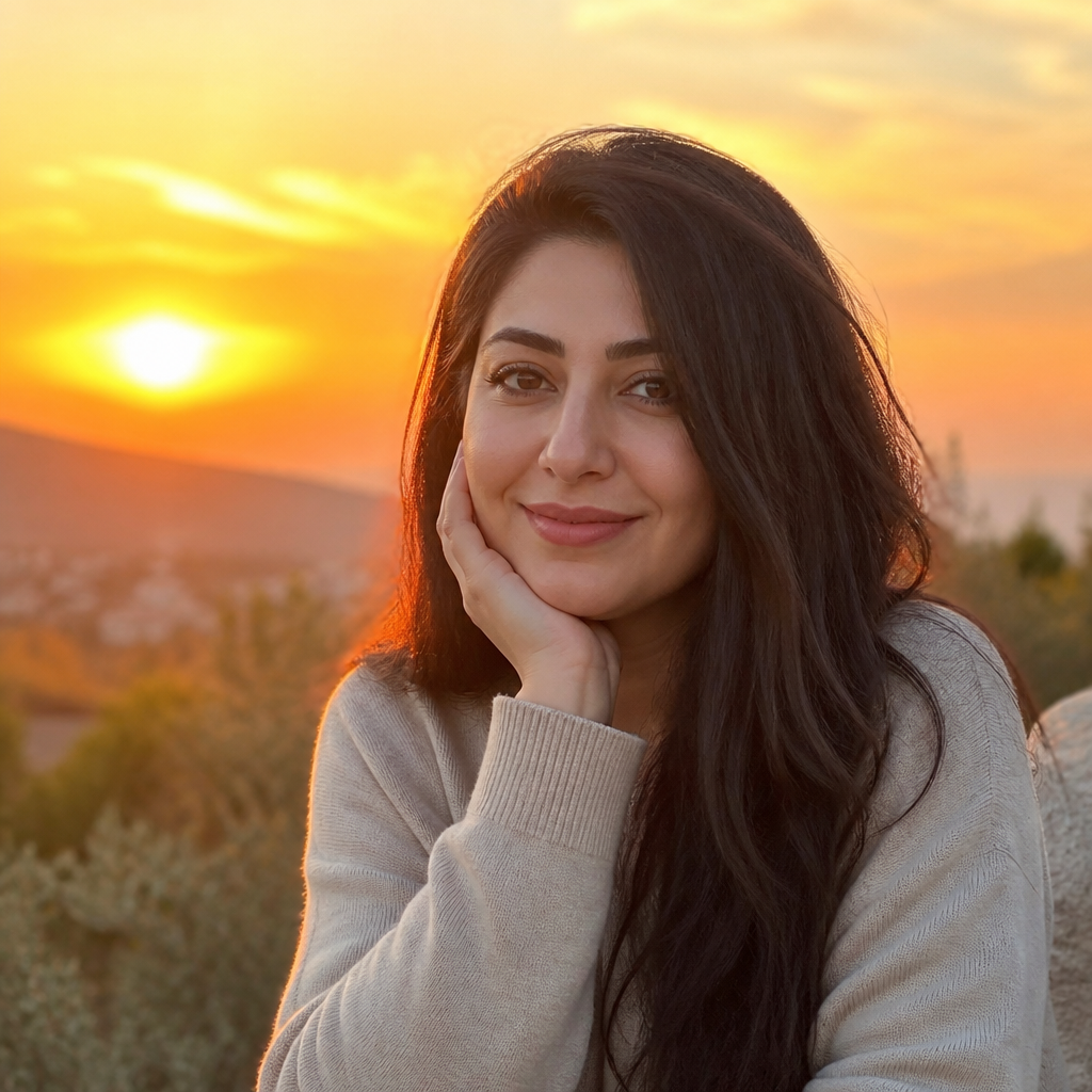 نمونه خروجی پرامپت عکس دخترانه در نور غروب